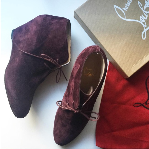 Christian Louboutin Shoes - Louboutin Compacta Lace-Up Boots in Plum Suede